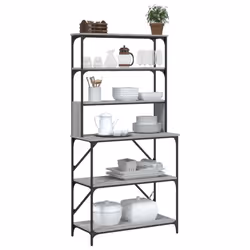 vidaXL Baker's Rack Kitchen Unit Microwave Stand 6-Tier Rack Engineered Wood - grey sonoma