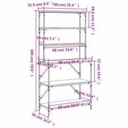 vidaXL Baker's Rack Kitchen Unit Microwave Stand 6-Tier Rack Engineered Wood - grey sonoma