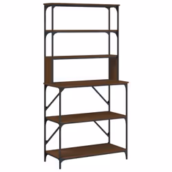 vidaXL Baker's Rack Kitchen Unit Microwave Stand 6-Tier Rack Engineered Wood - brown oak