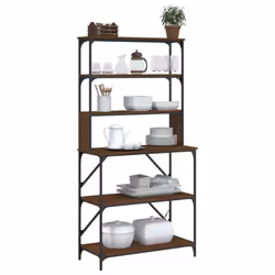 vidaXL Baker's Rack Kitchen Unit Microwave Stand 6-Tier Rack Engineered Wood - brown oak