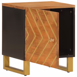 vidaXL Bedside Cabinets Nightstand 2 pcs Brown and Black Solid Wood Mango - 1 pcs - Additional view 2