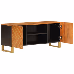 vidaXL TV Cabinet TV Unit Cabinet TV Stand Brown and Black Solid Wood Mango