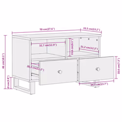 vidaXL TV Cabinet TV Unit Cabinet TV Stand Brown and Black Solid Wood Mango - Additional view 10