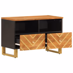 vidaXL TV Cabinet TV Unit Cabinet TV Stand Brown and Black Solid Wood Mango