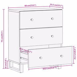 vidaXL Side Cabinet Sideboard Cabinet Cupboard Brown and Black Solid Wood Mango - Additional view 10