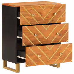 vidaXL Side Cabinet Sideboard Cabinet Cupboard Brown and Black Solid Wood Mango