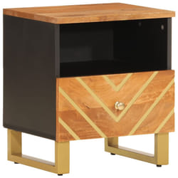 vidaXL Bedside Cabinet Nightstand Bed Table Brown and Black Solid Wood Mango - 1 pcs