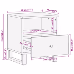 vidaXL Bedside Cabinet Nightstand Bed Table Brown and Black Solid Wood Mango - 1 pcs