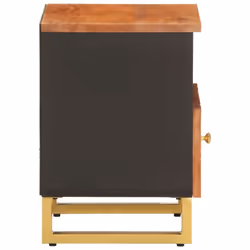 vidaXL Bedside Cabinet Nightstand Bed Table Brown and Black Solid Wood Mango - 1 pcs - Additional view 4