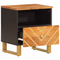 vidaXL Bedside Cabinet Nightstand Bed Table Brown and Black Solid Wood Mango - 2 pcs - Additional view 2