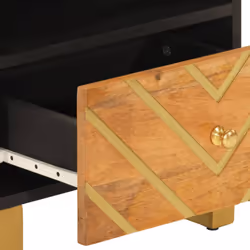 vidaXL Bedside Cabinet Nightstand Bed Table Brown and Black Solid Wood Mango - 2 pcs - Additional view 6