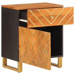 vidaXL Bedside Cabinet Nightstand Bed Table Brown and Black Solid Wood Mango