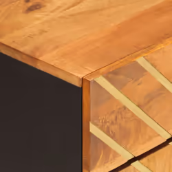 vidaXL Bedside Cabinet Nightstand Bed Table Brown and Black Solid Wood Mango - Additional view 7