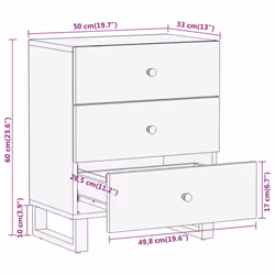 vidaXL Bedside Cabinet Nightstand Bed Table Brown and Black Solid Wood Mango - Additional view 10