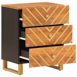 vidaXL Bedside Cabinet Nightstand Bed Table Brown and Black Solid Wood Mango