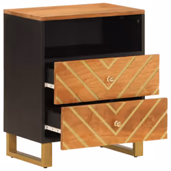 vidaXL Bedside Cabinet Nightstand Bed Table Brown and Black Solid Wood Mango