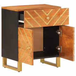 vidaXL Bedside Cabinet Nightstand Bed Table Brown and Black Solid Wood Mango