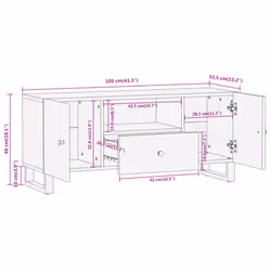 vidaXL TV Cabinet TV Unit Cabinet TV Stand Brown and Black Solid Wood Mango - Additional view 10