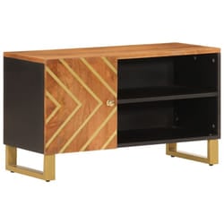 vidaXL TV Cabinet TV Unit Cabinet TV Stand Brown and Black Solid Wood Mango