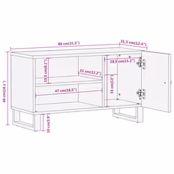 vidaXL TV Cabinet TV Unit Cabinet TV Stand Brown and Black Solid Wood Mango