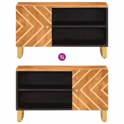 vidaXL TV Cabinet TV Unit Cabinet TV Stand Brown and Black Solid Wood Mango - Additional view 6