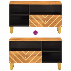 vidaXL TV Cabinet TV Unit Cabinet TV Stand Brown and Black Solid Wood Mango