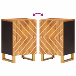 vidaXL Bathroom Cabinet Cupboard Vanity Unit Brown and Black Solid Wood Mango - Additional view 6