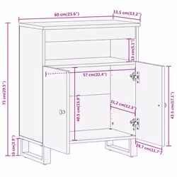 vidaXL Side Cabinet Sideboard Cabinet Cupboard Brown and Black Solid Wood Mango - Additional view 10