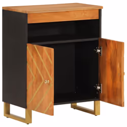 vidaXL Side Cabinet Sideboard Cabinet Cupboard Brown and Black Solid Wood Mango