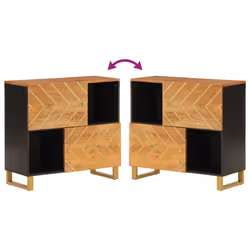 vidaXL Side Cabinet Sideboard Cabinet Cupboard Brown and Black Solid Wood Mango - Additional view 6