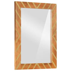 vidaXL Bathroom Mirror Wall-mounted Mirror Brown Solid Wood Mango and Glass