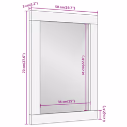 vidaXL Bathroom Mirror Wall-mounted Mirror Brown Solid Wood Mango and Glass