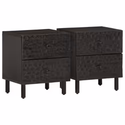 vidaXL Bedside Cabinets Nightstand Bed Cabinet Side Table End Table Solid Wood - black, 2 pcs/solid mango wood