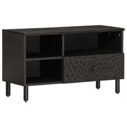 vidaXL TV Cabinet TV Stand Entertainment Centre TV Unit Black Solid Wood Mango