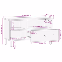 vidaXL TV Cabinet TV Stand Entertainment Centre TV Unit Black Solid Wood Mango - Additional view 10
