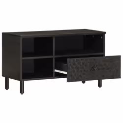 vidaXL TV Cabinet TV Stand Entertainment Centre TV Unit Black Solid Wood Mango