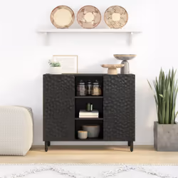 vidaXL Side Cabinet Storage Cabinet Cupboard Sideboard Black Solid Wood Mango
