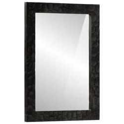 vidaXL Bathroom Mirror Wall-mounted Vanity Mirror Solid Wood Mango and Glass - black