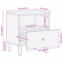 vidaXL Bedside Cabinets Nightstand Bed Cabinet Side Table End Table Solid Wood - natural, 1 pcs/solid mango wood