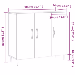 vidaXL Sideboard Storage Cabinet Side Cabinet Cupboard White Engineered Wood - smoked oak