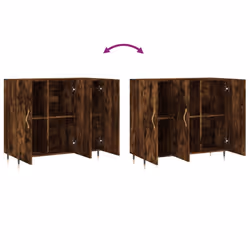 vidaXL Sideboard Storage Cabinet Side Cabinet Cupboard White Engineered Wood - smoked oak - Additional view 8