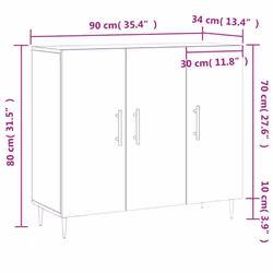 vidaXL Sideboard Cabinet Storage Cabinet Cupboard Smoked Oak Engineered Wood - white