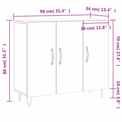 vidaXL Sideboard Cabinet Storage Cabinet Cupboard Grey Sonoma Engineered Wood - smoked oak - Additional view 3