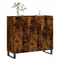 vidaXL Sideboard Storage Cabinet Side Cabinet Cupboard White Engineered Wood - smoked oak - Additional view 2