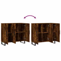 vidaXL Sideboard Storage Cabinet Side Cabinet Cupboard White Engineered Wood - smoked oak - Additional view 8