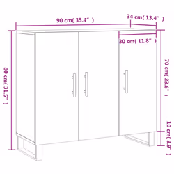 vidaXL Sideboard Storage Cabinet Side Cabinet Cupboard White Engineered Wood - grey sonoma - Additional view 3