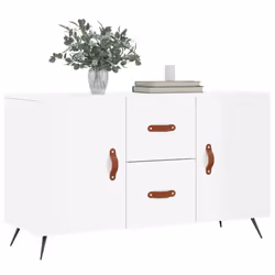 vidaXL Sideboard Storage Cabinet Cupboard Side Cabinet Black Engineered Wood - high gloss white - Additional view 2