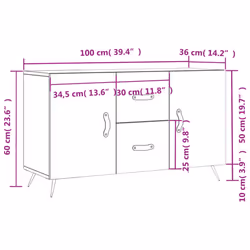 vidaXL Sideboard Storage Cabinet Cupboard Side Cabinet Black Engineered Wood - high gloss white - Additional view 3