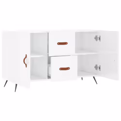 vidaXL Sideboard Storage Cabinet Cupboard Side Cabinet Black Engineered Wood - high gloss white - Additional view 4