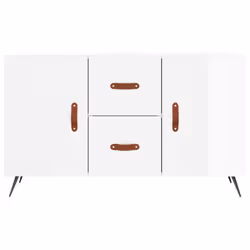 vidaXL Sideboard Storage Cabinet Cupboard Side Cabinet Black Engineered Wood - high gloss white - Additional view 5